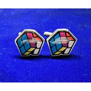 Men’s Retro Rubik’s Cube Cufflinks Gamer Gift Novelty Jewelry NWOT